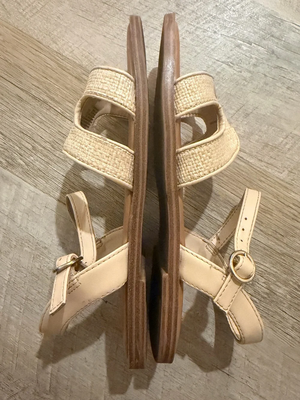 wonder nation Kids - Girls Beige Woven Strap Sandals